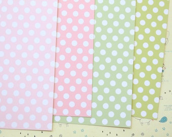 Set 01 Pink and Green Polka Dots Mix printed card stock 250gsm