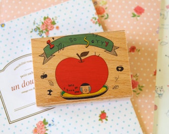 Fun Stamp Apple So Sorry cartoon rubber stamp