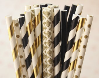 New Year mix designs paper straws multipack