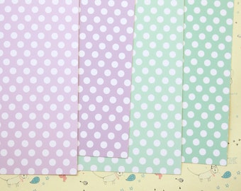 Set 04 Lilac and Mint Polka Dots Mix printed card stock 250gsm