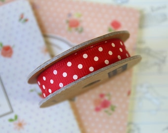 Red & White Polka Dots grosgrain ribbon