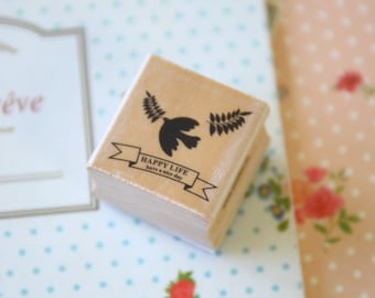 Happy Life WG-01 Wood Stamp Happy Mori rubber stamp