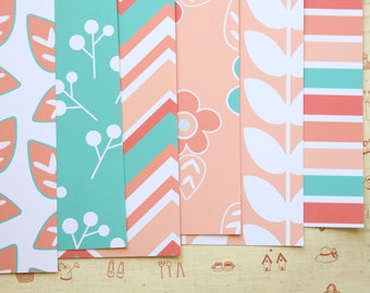 Set 01 Peach and Aqua Spring Flowers Mix printed card stock 250gsm