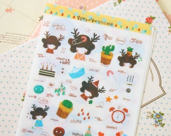 CM Too Yumma Deer Girl cartoon scrapbooking diary Refill stickers