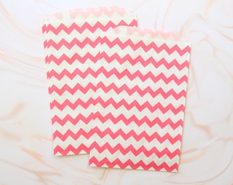 Hot Pink Chevron Middy Bitty Bags paper bags