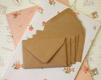 Plain Kraft Brown mini envelopes & Plain Kraft note cards