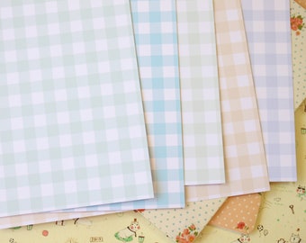 Set 01 Gingham Pastel Mix printed card stock 250gsm