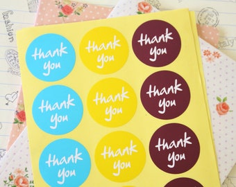 Round Thank You gift craft baking color sticker labels