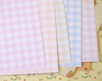 Set 02 Gingham Pastel Mix printed card stock 250gsm