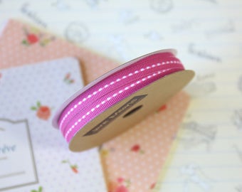 Raspberry Pink skinny stitched ribbon