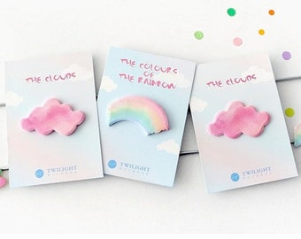 Rainbow Clouds cartoon shapes sticky notes