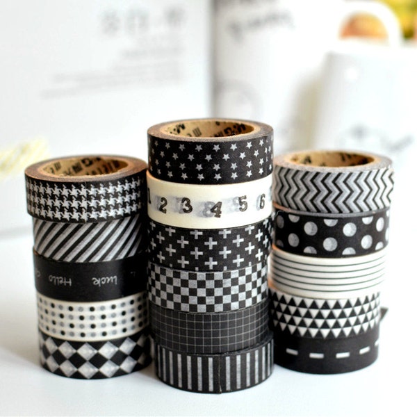 Meetape zwart & wit Washi deco masking tape