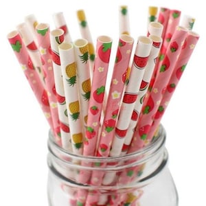Fruits paper straws - Cherry Pineapple Strawberry  Watermelon Lemon