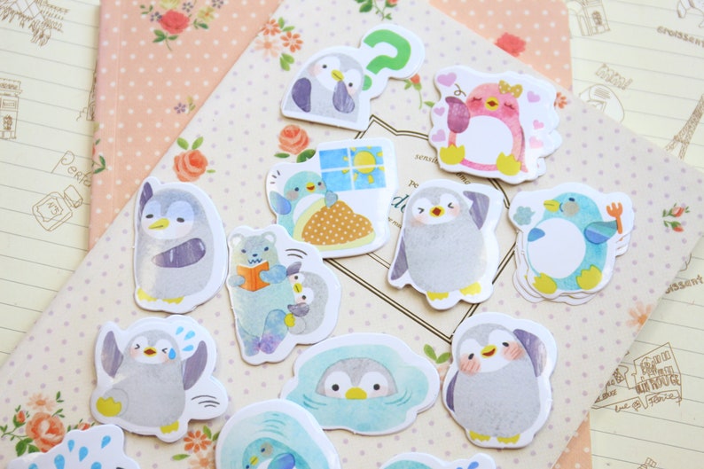 Little Penguin Candy Poetry Cartoon Shapes Stickers Etsy