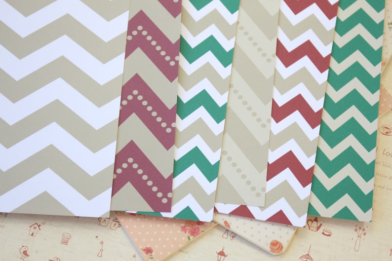Set 01 Christmas Chevron Mix printed card stock 250gsm