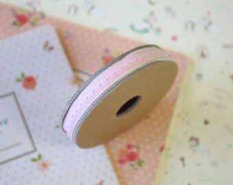 Pastel Pink Thin Stitched Ribbon