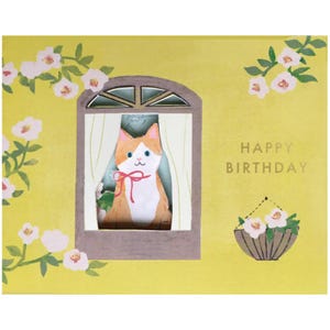 Cats Birthday Window Party Card pop-up greeting card