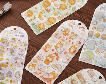 Sweet Animals cartoon puffy stickers