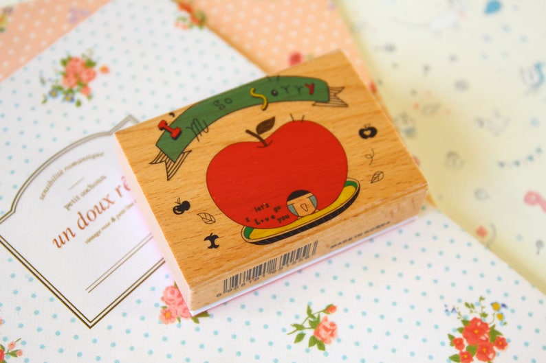 Fun Stamp Apple So Sorry cartoon rubber stamp image 4