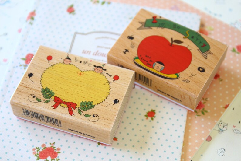 Fun Stamp Apple So Sorry cartoon rubber stamp image 6