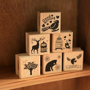 Happy Life WG-01 Wood Stamp Happy Mori rubber stamp image 3