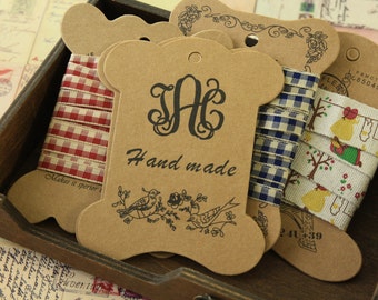 5pcs Handmade Birds Kraft bobbin ribbon thread yarn card spool