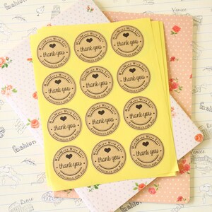 Kraft Paper THANK YOU Especially for You Handmade with Love printed round sticker labels image 4