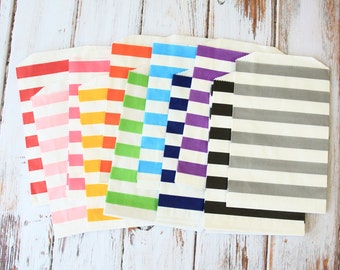 100pcs medium Horizontal STRIPE paper bags