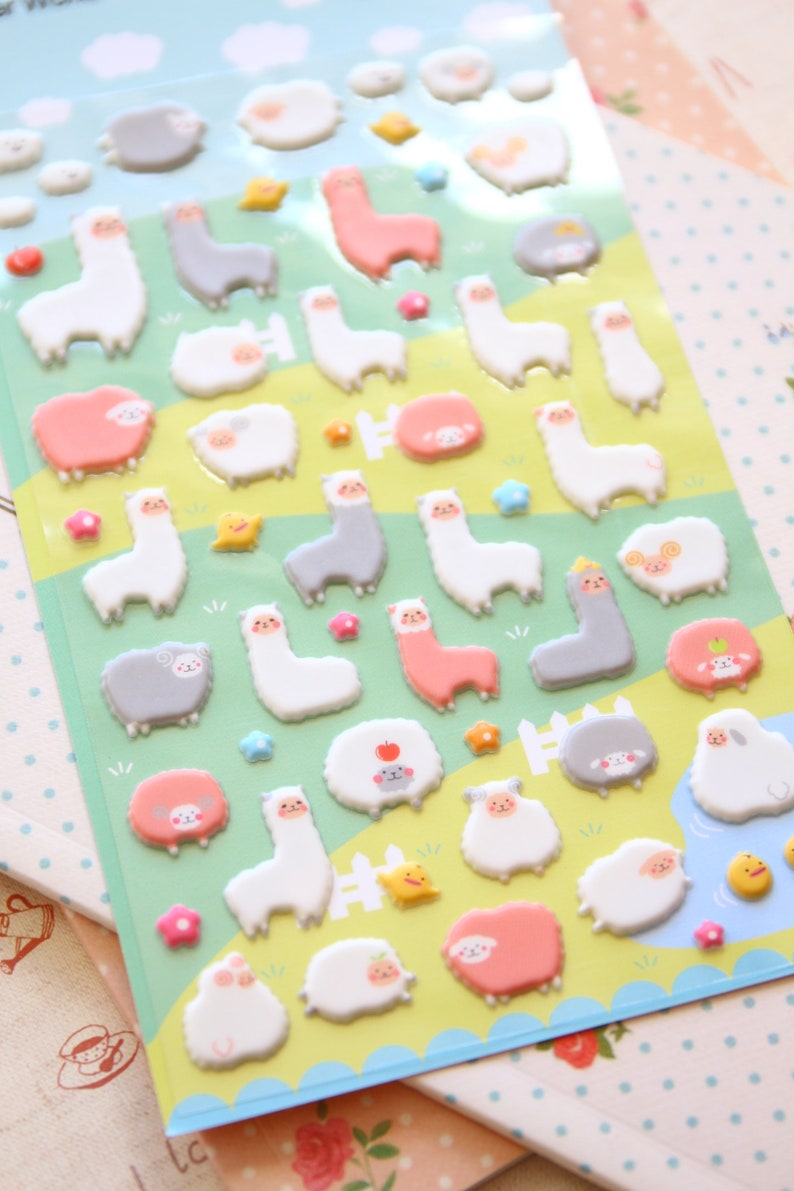 Yoofun Alpaca & Sheep puffy cartoon stickers image 4
