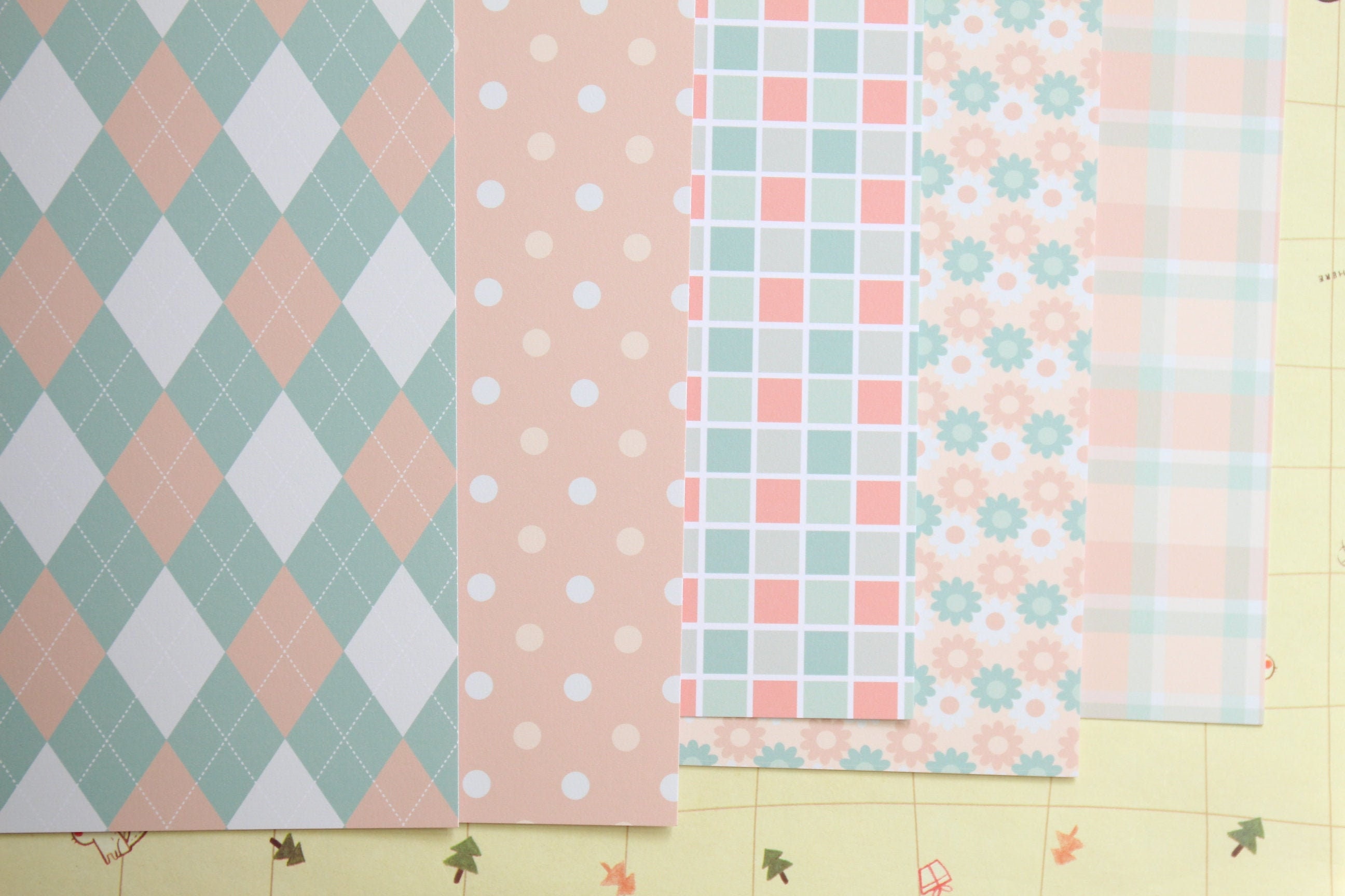 Set 02 Peachy Patterns Mix Printed Card Stock 250gsm Etsy