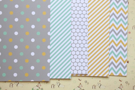 Set 01 Aqua Gold and Grey Mix printed card stock 250gsm