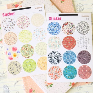 Floral Coffee X Point Stickers round paper fancy pattern deco seals image 3