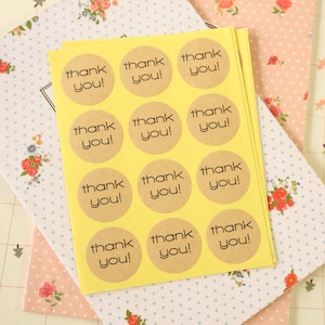 Merci, autocollants pour étiquettes en papier kraft, 48 pièces rondes pour emballages de pâtisserie