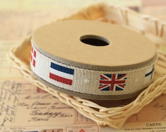 3m decorative country FLAGS woven cotton linen Blended sewing tape ribbon