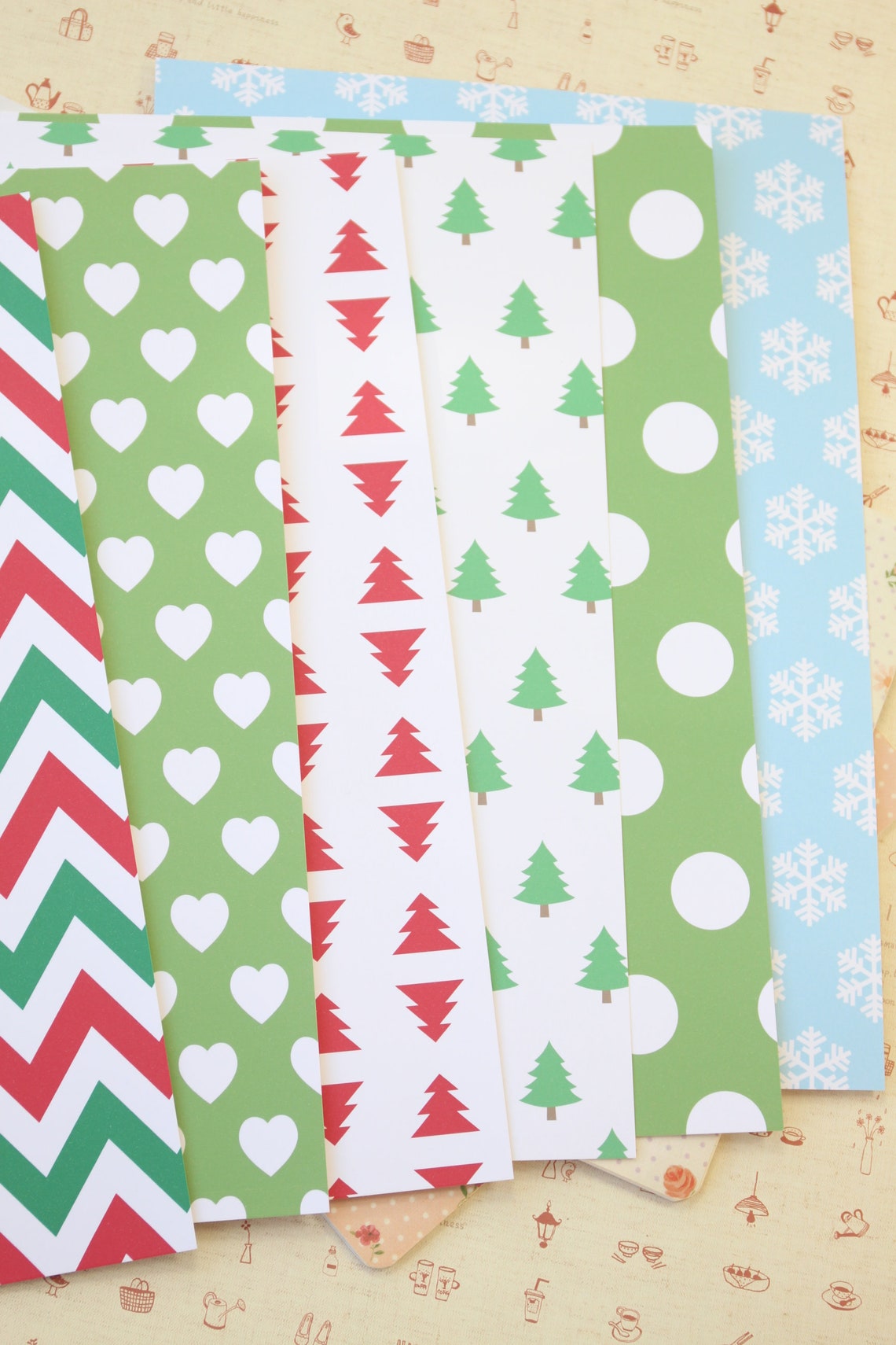 Set 08 Christmas Patterns Printed Card Stock 250gsm Etsy