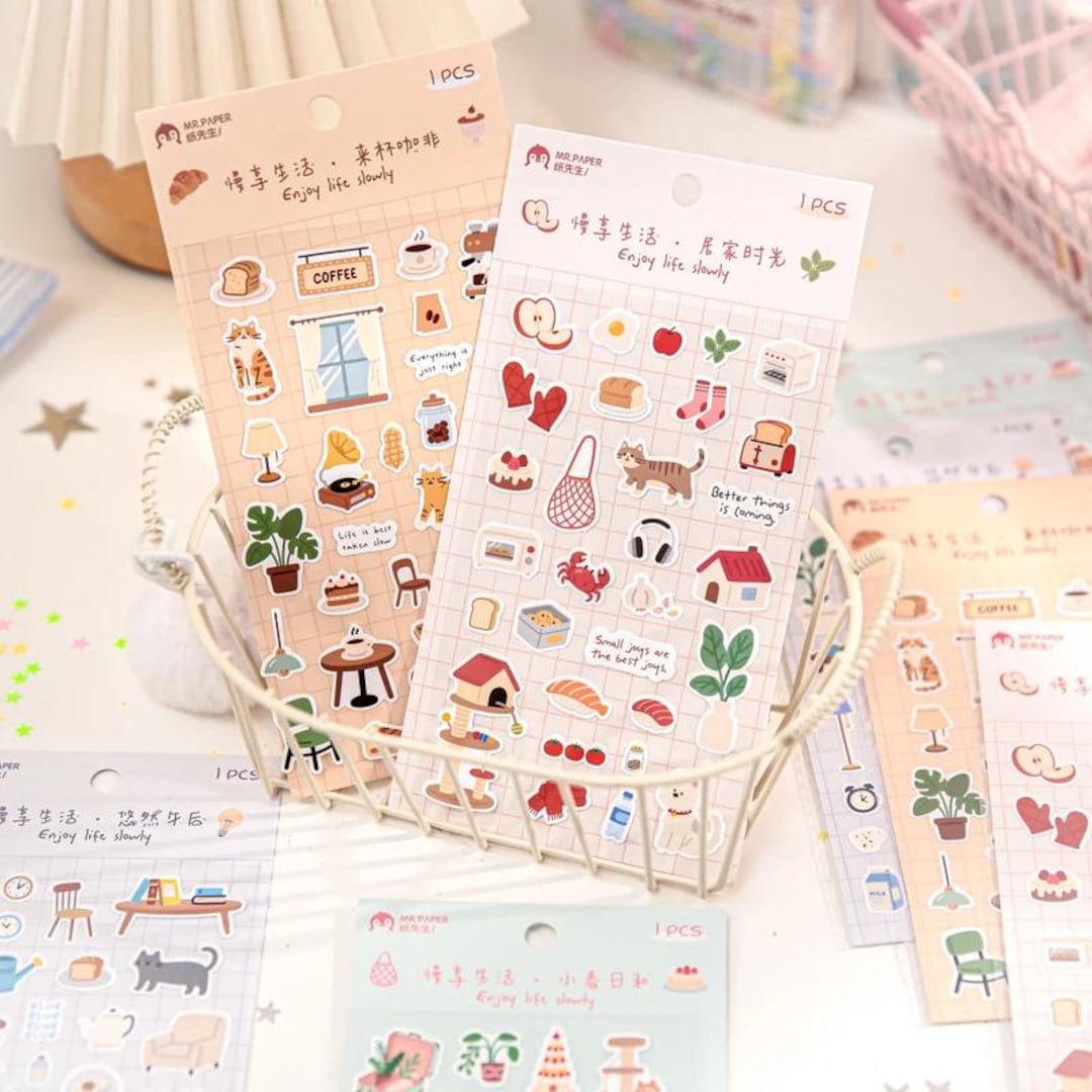 Slow Life Sticker Mr Paper Slow Life Cartoon Stickers - Etsy
