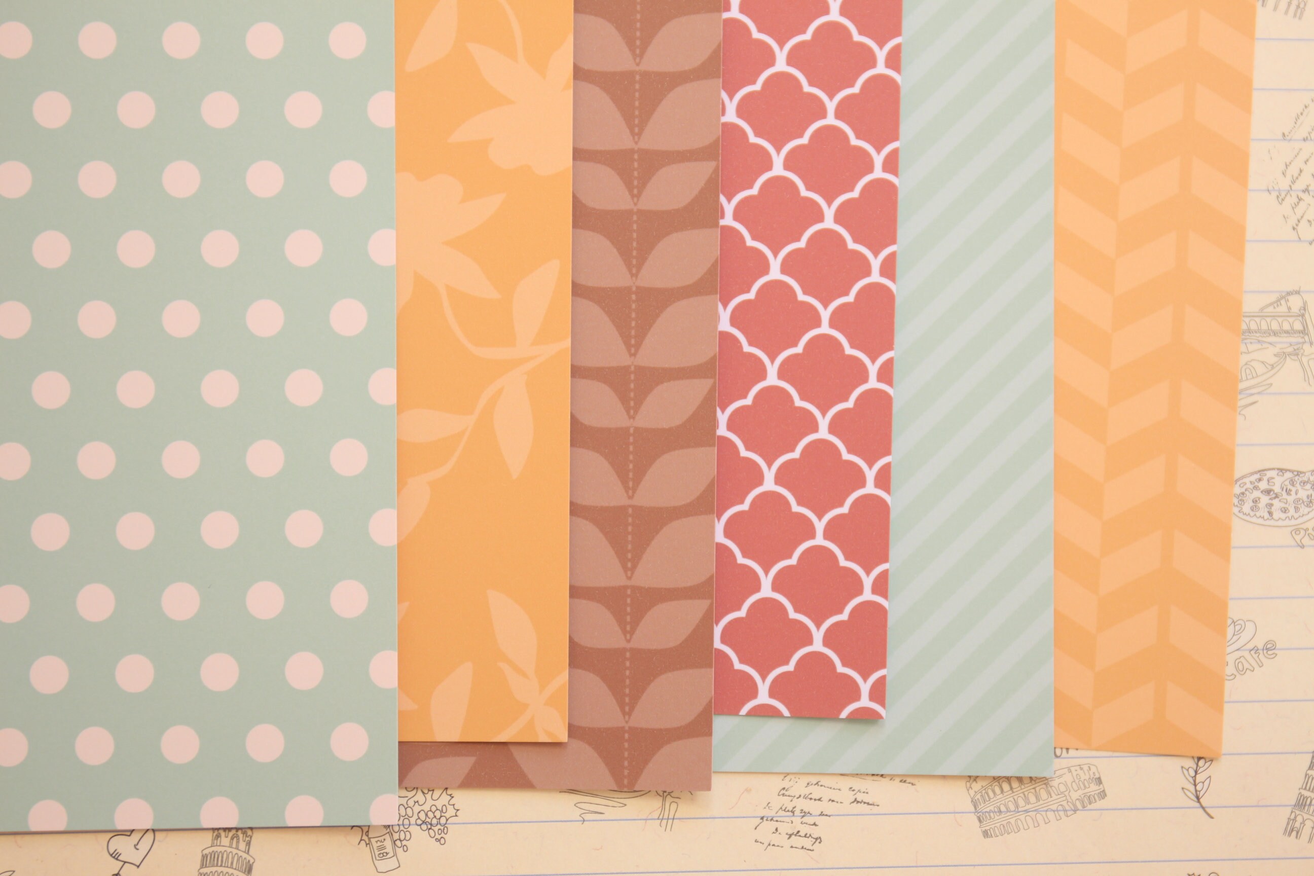 Set 04 Pink and Blue mix patterns printed card stock 250gsm