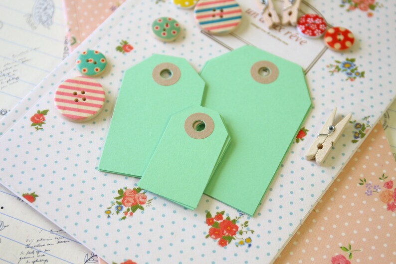 Mint Green handmade luggage tags image 2