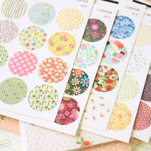 Floral Coffee X Point Stickers round paper fancy pattern deco seals image 5