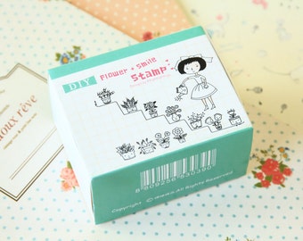 Flower & Smile Pappappiyo DIY Garden Girl stamps set