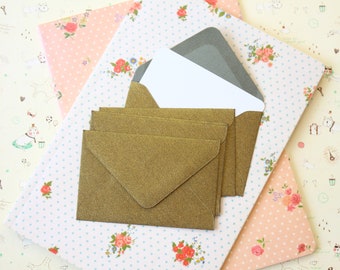 Champagne Green textured mini envelopes and note cards