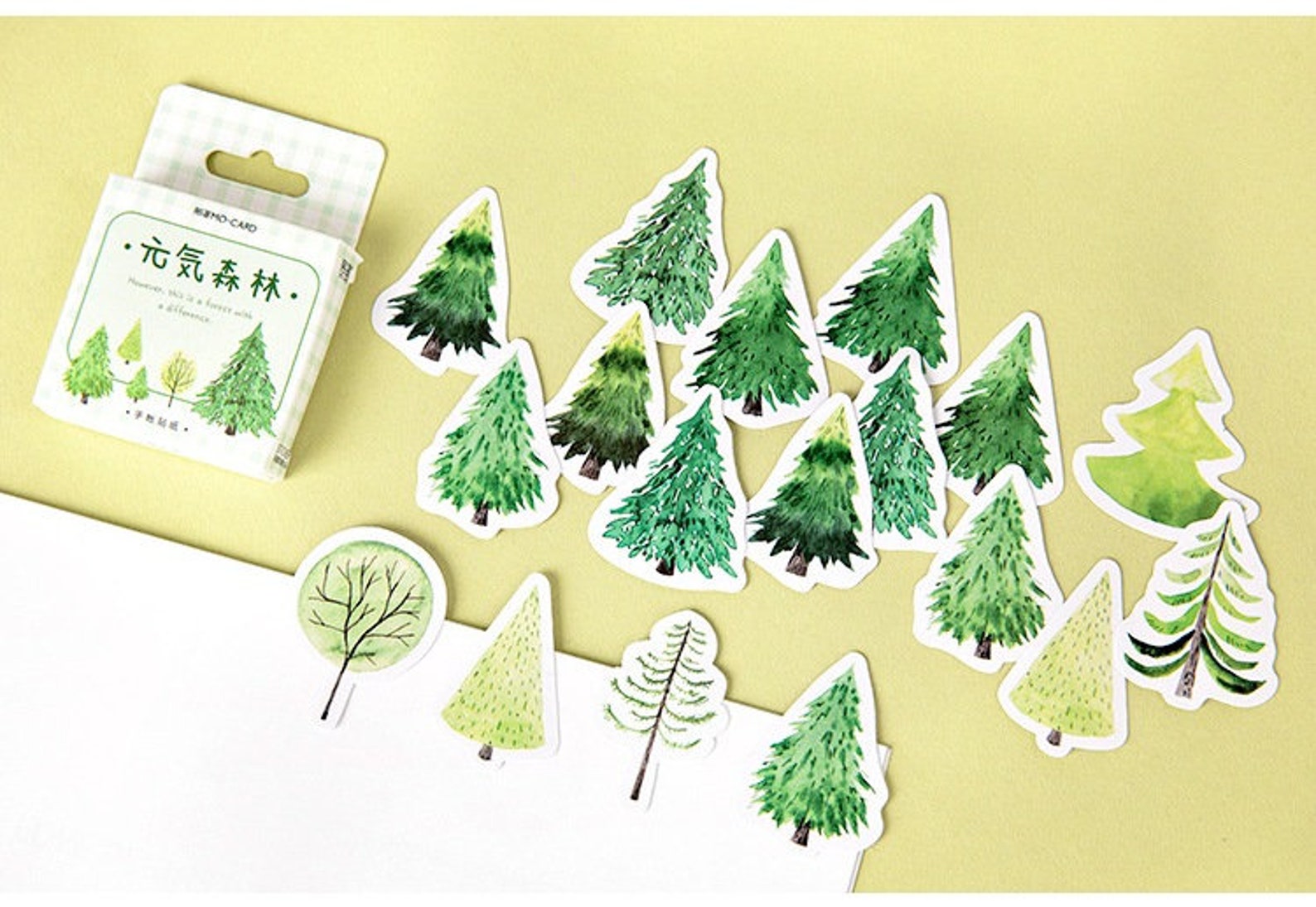 Green Forest Mocard Cartoon Shapes Stickers Etsy