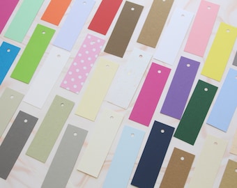 Thin Gift Tags - narrow blank kraft brown white mix colour paper price tags