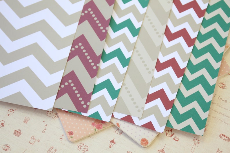 Set 01 Christmas Chevron Mix printed card stock 250gsm