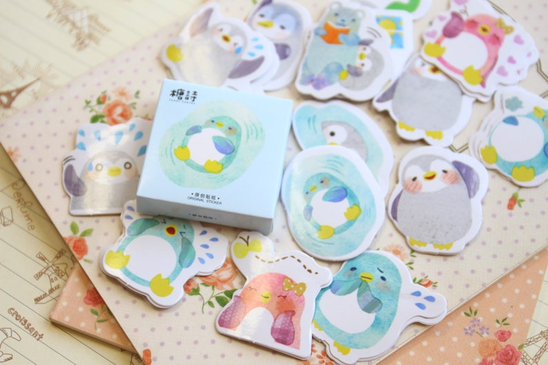 Little Penguin Candy Poetry Cartoon Shapes Stickers Etsy