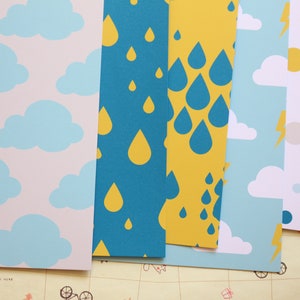 Lot de 02 papier cartonné imprimé Pluie et nuages, 250 g/m²