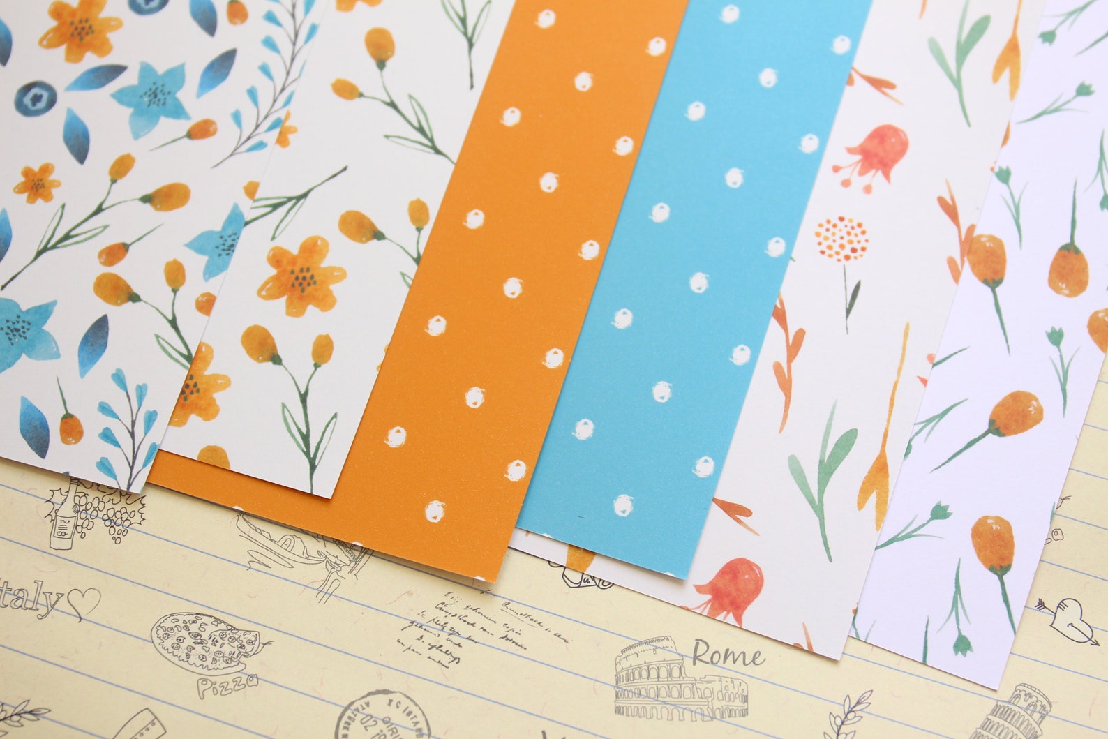 Set 04 Floral Paper Pack Mix Printed Card Stock 250gsm Etsy