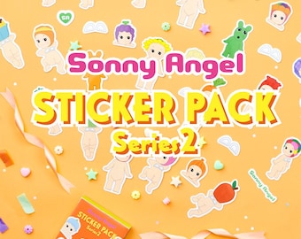 May include: A sticker pack featuring 20 colourful Sonny Angel stickers. The stickers are of various characters, including angels with different accessories and outfits. The sticker pack is labelled "Sonny Angel Sticker Pack Series 2".