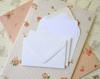 Hammered White colour mini envelopes and note cards