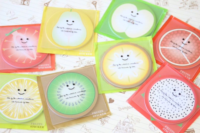 Kiwi Summer Fruits cartoon Sticky Notes